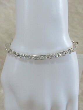 NEW Givenchy Rhinestone Silver Tone Tennis Bracelet